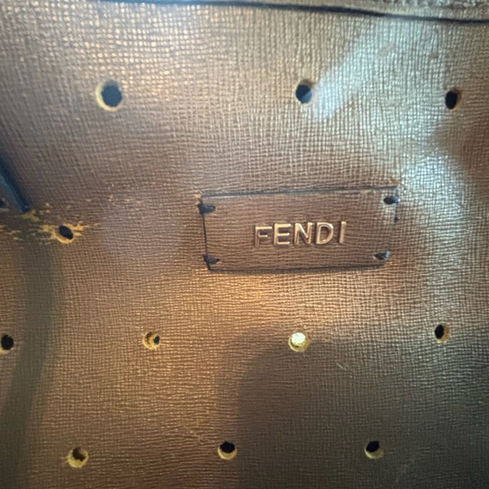 Rare 2-in-1 Fendi Metallic Gold Perforated Roll Tote with Matching Pouch